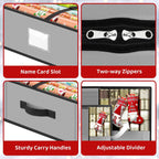 BlessedSeason Wrapping Paper Storage Organizer for 40 Inch Christmas Gifts Wrapping Paper, 2 Visible Supplies Pockets for Holiday Accessories, Christmas Decoration Storage Containers, Grey