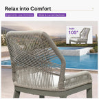 PURPLE LEAF Patio Bar Stools 28" H Set of 2 Handwoven Wicker Bar Height Stool Modern Aluminum High Bar Chairs Outdoor Wicker Barstools with Back and Cushion for Kitchen Pool Island