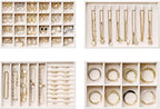 Velvet Jewelry Drawer Organizer Trays – 4-Layer Stackable Jewelry Storage Inserts Set, Beige Jewelry Tray Set for Earrings, Rings, Necklaces, Bracelets with Removable Dividers for Dresser & Vanity