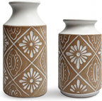 Rustic Ceramic Vase Set of 2 for Living Room Bedroom 11.02'' and 9.05'' Large Unique Flower Vases for Home Decor Office Centerpieces Fireplace Vintage Antique Farmhouse Modern Gift for Plant