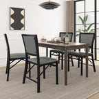 VECELO Folding Chairs Set of 4 with Cushion, Foldable Padded Seats with Heavy Duty Metal Frame for Kitchen/Dining/Living Room, No Assembly & Space Saving Design, Grey