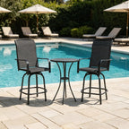 SHGJ&SOFT Outdoor Swivel Patio Bar Stools Set of 2, Bar Height Chairs, Rotating Patio Bar Stools, High Top Patio Chairs Durable Textilence Fabric for Outside,Lawn,Garden,Balcony (Dark Gray, Set of 2)