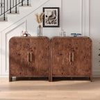 Set of 2 Sideboard Buffet Cabinet, Buffet Cabinet with Storage and 2 Adjustable Shelves, Sideboard credenza Cabinet for Kitchen Entryway, Dark Walnut Burl