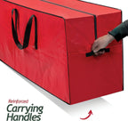 Sagler 9 ft Christmas Tree Storage Bag - Waterproof, Heavy-Duty, Large Christmas Tree Bag - Reinforced Handles, Dual Zipper, Label & Side Pocket - Protection From Dust, Water - Red, 50x15x20"