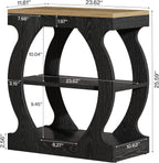 Tribesigns End Table with 3-Tier Storage, Narrow Side Table with Curved Frame, Wooden Nightstand for Living Room, Small Spaces, Bedroom, Rustic Brown & Black