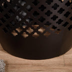 Black Steel 12.5in Round Patio Side Table 18in Tall, Hollow Drum Structure, 22lb Capacity, Indoor Outdoor Use, Weather Resistant Finish