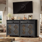 32'' Buffet Cabinet with Storage, Sideboard Cabinet with Drawer and Adjustable Shelf, Modern Accent Storage for Kitchen, Living Room, Entryway, Black
