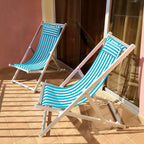 Beach Sling Chair Replacement Canvas, 16x44.5 Inch Folding Lounge Chair Fabric with Pillow for Beach/Sunbathing/Courtyard/Garden [Pinstripe Sky Blue, Only Replacement]