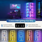 HNEBC Corner Display Case with - RGB Lights and Glass Shelves,5-Tier Corner Curio Cabinet with Glass Doors & Human Body Sensor,69" Showcase Display Cabinet for Collectibles,Living Room(White)