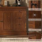 Sideboard Buffet Cabinet with Storage, 63" Large Credenza Kitchen Storage Cabinets with Drawer and Door, Wood Coffee Bar Table with Adjustable Shelf for Living Room, Kitchen, American Retro, Brown