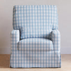 Namesake Crawford Glider Recliner, Blue Gingham | 360° Swivel Ultra Cozy Glider Rocker for Feeding & Relaxing w/ Lumbar Pillow - GREENGUARD Certified - For Nursery/Living Room