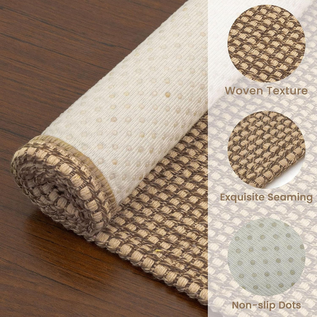 EARTHALL Woven Area Rug 4x6 Ft Washable Rugs for Entryway Non Slip Braided Throw Rugs Bedroom Carpet Cotton Entry Rug Cotton Floor Carpets for Bedroom Dining Room Living Room, Orange/Tan/Brown