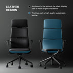 TOMU Executive Leather Office Chair, Top Grain Genuine Leather Executive Chair High Back with headrest, Adjustable Tilt & Height, Ergonomic Swivel Chair with Wheels (Black)