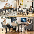 Awonde Faux Leather Dining Chairs with Arms Set of 2, Mid Century Modern Upholstered Accent Arm Chairs with Metal Legs, Side Chairs for Living Room Bedroom Dining Office Apartment, Grey