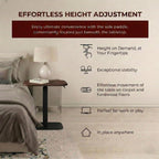 Elevance Height Adjustable Side Table, Black Base, Walnut Top | Sofa Laptop Table for Couch & Bed | Small C-Shape End Table for Home or Office