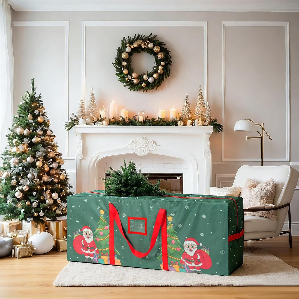 9 Ft Christmas Tree Storage Bag, Waterproof Heavy Duty Oxford, Extra Large Xmas Tree Storage Bag with Handles and Sleek Zipper for Christmas Ornaments Wreath, Green