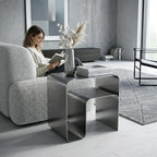 Minimalist Stainless Steel End Table, Modern Steel Frame Side Table and Sofa Table, Small Nightstand for Living Room Bedroom Office (17.7"x13.8"x17.7")