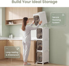 KHNR 4-Tiers Slim Bathroom Storage Cabinet,Narrow Bathroom Storage,Foldable Storage Cabinets,Movable Bathroom Storage Organizer for Small Spaces,Bathroom,White