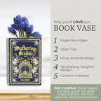 Steel Mill & Co Original Book-Shaped Decorative Vase, Ceramic Vases for Home Decor, Cute Bookshelf Decor, Unique Vase for Book Lovers (Large - Wuthering Heights)