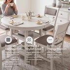 Signature Design by Ashley Erinberg Casual Counter Height Dining Table and 4 Armless Upholstered Bar Stools with Footrest and 2 Shelves, Set of 5, White & Light Gray