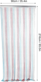 Dense Aluminum Chain Hanging Door Curtain, Ventilated Proof Room Divider in Red Blue Silver for Kitchen