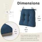 AddGrace Chair Cushions for Dining Chairs Set of 1 Kitchen Seat Cushions with Ties and Non Slip Backing Tufted Indoor Seat Pad for Kitchen Dining Room 18" x 17" x 3" Navy