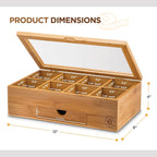 Bamboo Tea Bag Organizer Box - 8 Compartment Tea Storage Box with Acrylic Lid, Magnetic Closure and Drawer, Tea Bag Holder for Kitchen Counter, Tea Organizer, Tea Box, Gift for Mom Wife Tea Lovers