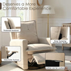 Nursery Glider Recliner Rocking Chair Modern Adult Nursery Recliner High Back Nursery Swivel Rocker Recliner for Living Room Bedroom Nursery and RV Beige