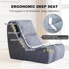 Giant Bean Bag Chair for Adults - Indoor Chaise Lounge with Neck Pillow & Ottoman, All-in-One Sponge Design, Comfy Floor Chair for Reading, Gaming, Napping, and Movies (SlateGray)