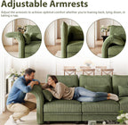 LLappuil Corduroy Sectional Sofa with Storage Ottoman, L Shaped Modular Sectional Couches for Living Room with Adjustable Arms Backs, Plush Supportive Cushions, 6 Seat, Green | Tool Free Assembly