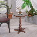 Vintage Accent Side Table, 15.75 Inch Round Wooden Pedestal Design for Living Room, Bedroom, and Entryway Use