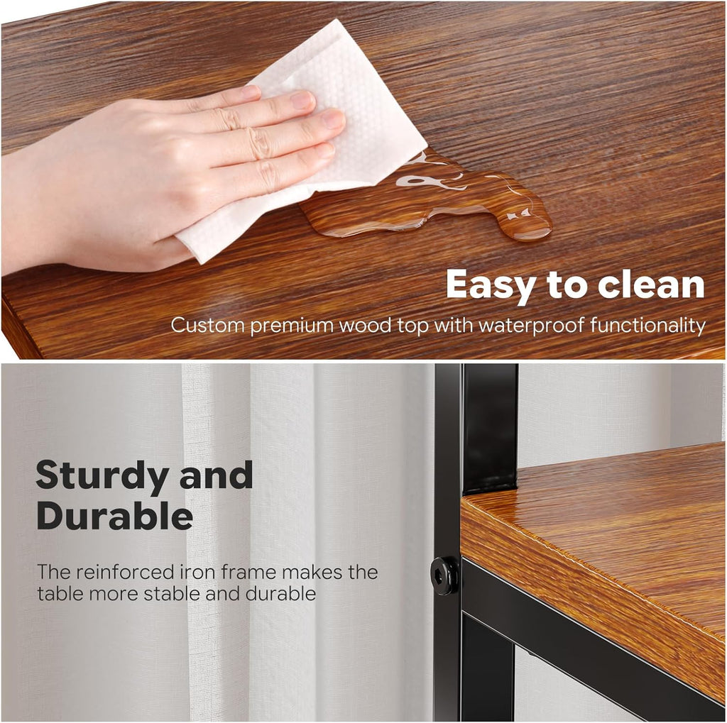 Ekisemio 3-Tier Side Table – End Table Nightstand for Small Spaces & Living Room, Rustic Brown
