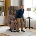 MCombo Power Lift Recliner Chair with Extended Footrest for Elderly People, Fabric 7287 (Brown, Medium)