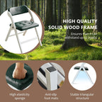 Wooden Folding Chairs Set of 2, Modern Folding Chairs with Padded Seats, Folding Dining Chairs, Padded Folding Chair for Party Chairs, Weddings, WhiteGreen