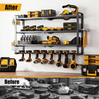 MOOMSINE Large Power Tool Organizer Wall Mount, 4-Tier Heavy Duty Metal Storage Rack Loads 400lbs, Battery Tools Hanger with 8 Cordless Drill Holder for Garage, Workshop, Pegboard, Shed