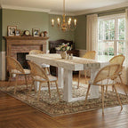 TYBOATLE 71''-87'' Extendable Dining Table Set for 6, Farmhouse Wooden Dining Room Table Set, 7 Piece Dinner Table Set with Upholstered Rattan Dining Chairs (White & White 71''-87''- 6 Chairs)