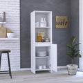 24.4" D*16.53" W*48.03" H Freestanding Kitchen Pantry with 2 Shelves, Lower Single Door, Rectangular Storage Cabinet, Modern Minimalist, for Living Room, Dining Room, White