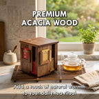 Rotating Tea Bag Organizer, Acacia Wood, 4-Sided | Storage Box, For Home or Office, 4-Sided Rotating Design