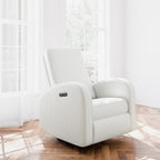 Storkcraft Santa Monica Power Recliner Swivel Glider (Ivory Basketweave) – Effortless Electronic Power Recline, USB-A & USB-C Charger