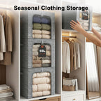 GoMaihe Blanket Storage Bins with Metal Frame, 6-Pack Large Closet Storage Bins with Lid & Clear Window, Comforter Bedding Storage Organizer for Walk-in Closet Cationic Fabric 55L