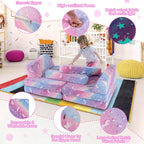 13 PCS Kids Modular Play Set, Glowing Toddler Couch, Kid Play Sofa for Playroom and Bedroom (Rainbow)