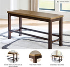 Signature Design by Ashley Sharlander Casual Counter Height Dining Bench with Foot Rest, Light Brown & Dark Brown