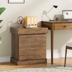 Nightstand with Gun Drawer, Farmhouse Bedside Table with Hidden Storage, Side End Table for Living Room, Bedroom, Little Spaces (Rustic Oak)