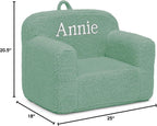 Delta Children Personalized Sherpa Cozee Chair - Customize with Name – Foam Kids Chair for Ages 18 Months and Up, Sage