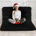 TYBOATLE 3 in 1 Giant Bean Bag Chair for Adults, Plush Fluffy Bean Bag Couch w/High-Density Memory Foam Filling, Convertible Floor Sofa to Mattress for Dorm, Apartment (Black)