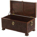 NOVICA Artisan Handmade Cedar and Leather Chest Brown Woodleather Peru Furniture Trunks Colonial 'Colonial Days'