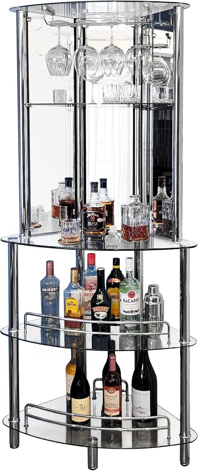 Mango Steam Contemporary Modern Home Entertainment Liquor Bar Catalina Table (Tower Bar, Clear)