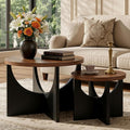 LIKIMIO Nesting Coffee Tables Set of 2, 23.6" Small Round Side Tables for Living Room, Wooden End Table, Walnut