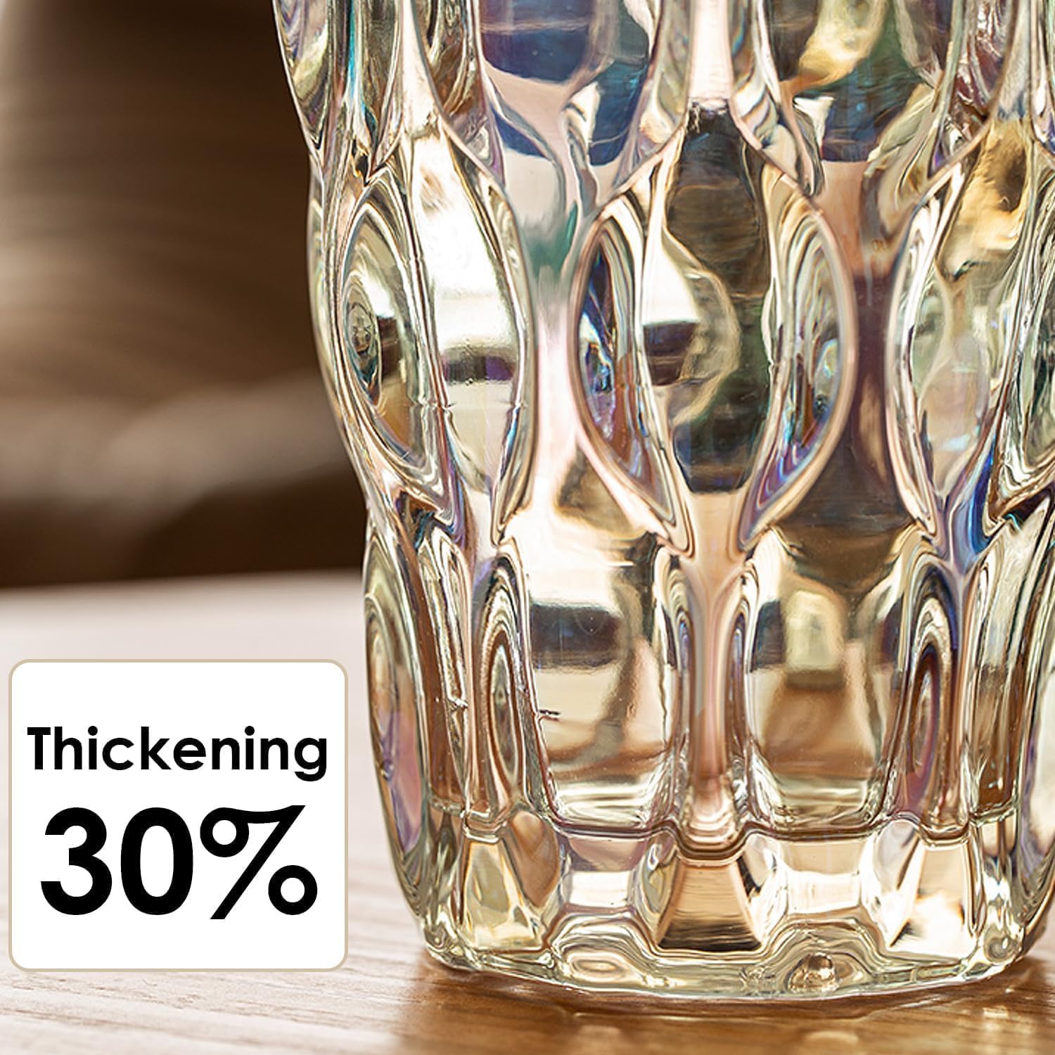 Luxury Tall Glass Vase, Premium Geometric Shape Flower Vase - White Textured Surface Home Decor, Decorative Modern Farmhouse, Ideal for Shelf, Mantle, Table & Entryway Decor, Clear
