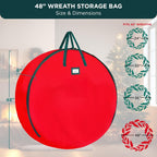 HOLDN’ STORAGE Premium Wreath Storage Bag - Durable Material - Waterproof - Heavy-duty Christmas Storage Container for Xmas Wreath with Dual Zipper Closure, Tear-proof, 48"W x 8"D - Red